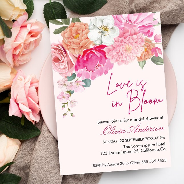 Invitation Aquarelle Floral Love est dans la Fête des mariées (Créateur téléchargé)