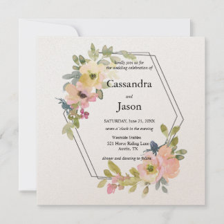 Invitation Aquarelle Floral Mariage