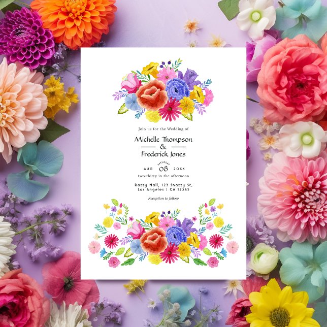 Invitation Aquarelle Floral Mariage Fiesta (Créateur téléchargé)