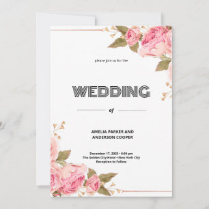 Invitation Aquarelle Floral Mariage personnalisé
