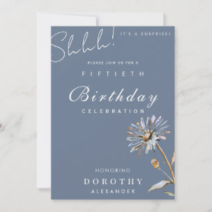 Invitation Aquarelle Floral Moderne Élégant Anniversaire Surp