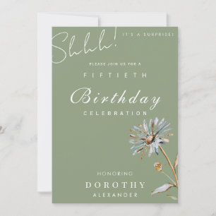 Invitation Aquarelle Floral Moderne Élégant Anniversaire Surp