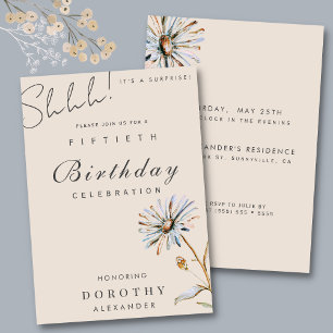 Invitation Aquarelle Floral Moderne Élégant Anniversaire Surp