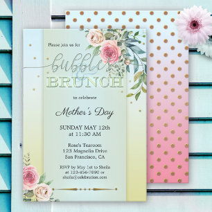 Invitation Aquarelle Floral Pastel Bubbles et Brunch