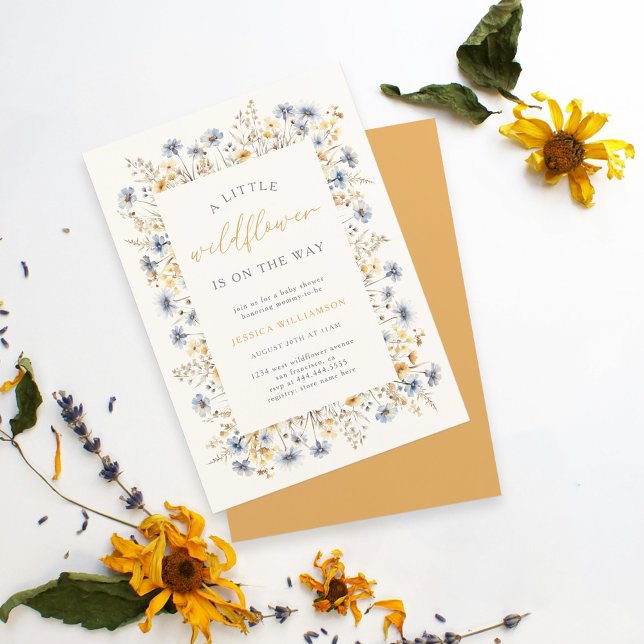 Invitation Aquarelle Floral Petit Baby shower Fleur sauvage (Créateur téléchargé)