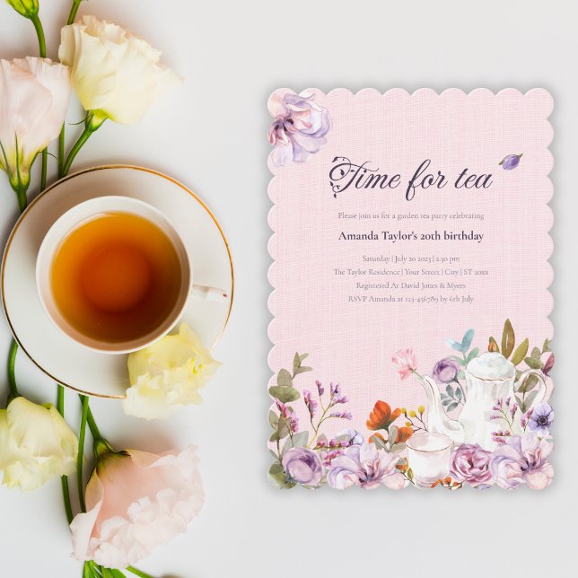 Invitation Aquarelle Floral Pink Garden Tea Party Anniversair (Créateur téléchargé)