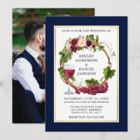 Aquarelle Floral Raisins Wreath Photo Mariage bleu