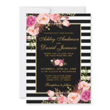 Aquarelle Floral rose Blush or noir Mariage