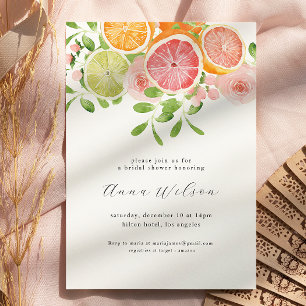 Invitation Aquarelle Floral rose Fête des mariées verte