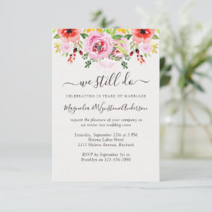 Invitation Aquarelle Floral Rose Moderne Vow Renouvellement