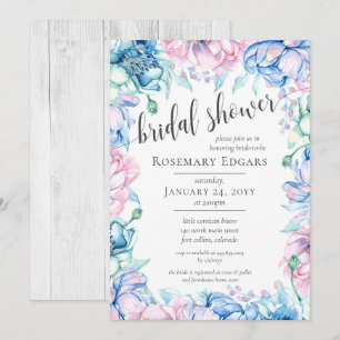 Invitation Aquarelle Floral Rustic Farmhouse Fête des mariées