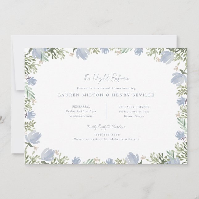 Invitation Aquarelle Floral Rustique Mariage (Devant)