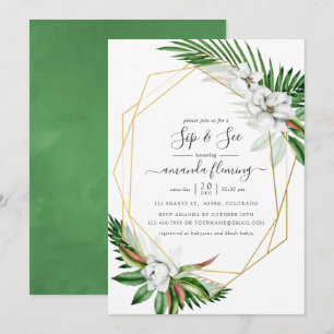 Invitation Aquarelle Floral Tropical Sip and See