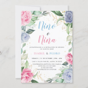 Invitation Aquarelle Floral Verdure Espagnol Genre Reveal