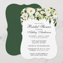 Aquarelle Floral Vert Fête des mariées blanche GB