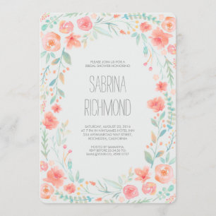 Invitation Aquarelle Floral Wreath Garden Fête des mariées