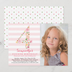 Invitation Aquarelle Florale 4 / Quatrième anniversaire avec