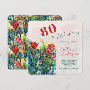 Invitation Aquarelle Florale – 80 ans et Fabulux Anniversaire