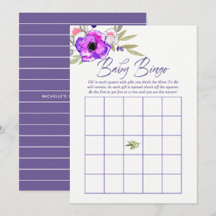 Invitation Aquarelle florale Baby shower de printemps Bingo b