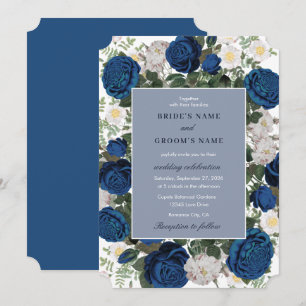 Invitation Aquarelle Florale Bleue Moderne Mariage élégant