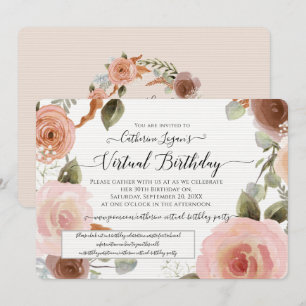 Invitation Aquarelle florale Blush virtuelle Wreath Anniversa