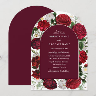 Invitation Aquarelle Florale Bourgogne Elégante Arche de Mari