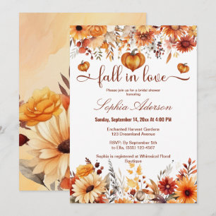Invitation Aquarelle Florale chute dans l'amour Coeurs Citrou