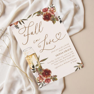 Invitation Aquarelle Florale chute en Fête des mariées d'amou