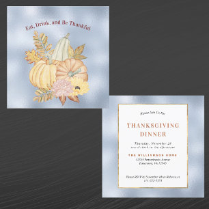 Invitation Aquarelle Florale Citrouille Thanksgiving