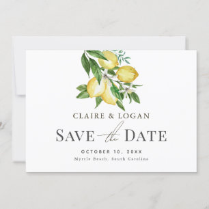 Invitation Aquarelle florale Citrus Lemon Enregistrer la date