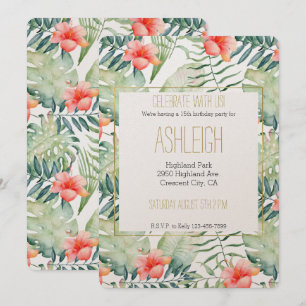 Invitation Aquarelle florale de ketmie tropicale de feuille