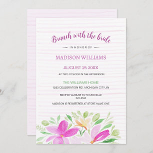 Invitation Aquarelle florale d'été rose pâle