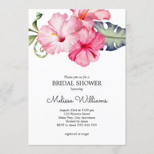 Invitation Aquarelle florale d'Hibiscus Fête de l'mariée roma