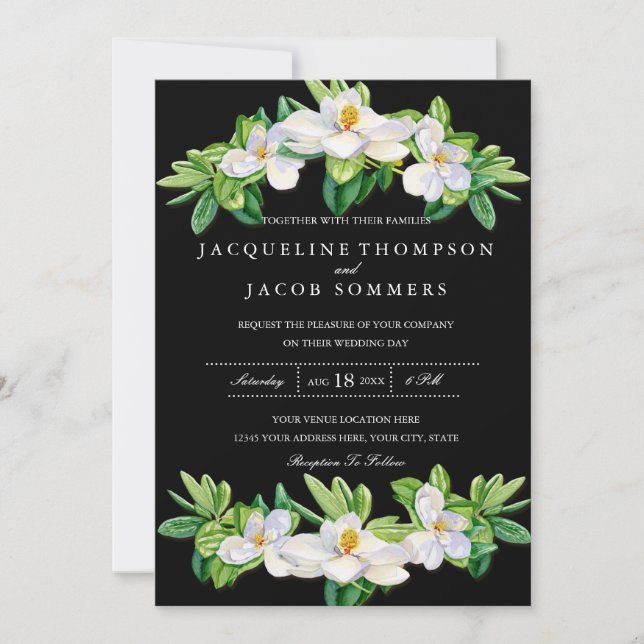 Invitation Aquarelle florale en fleurs de Magnolia moderne (Devant)