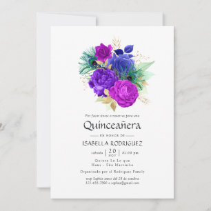 Invitation Aquarelle Florale espagnole Mardi Gras Quinceañera