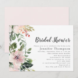 Invitation Aquarelle florale et Fête des mariées verte