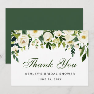 Invitation Aquarelle Florale Fête des mariées verte Merci G