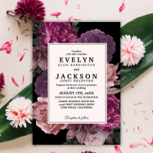 Aquarelle florale foncé moody noir Mariage