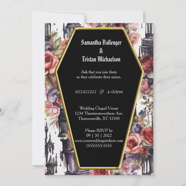 Invitation Aquarelle Florale Forme de café Mariage gothique m (Devant)