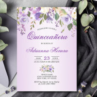 Aquarelle Florale Lavande pourpre Quinceañera