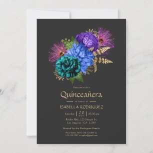 Invitation Aquarelle Florale Mardi Gras Quinceañera Photo