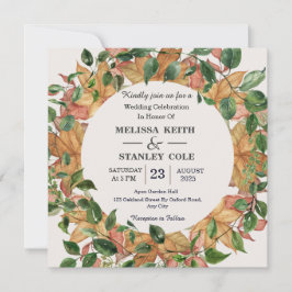 Invitation Aquarelle Florale Orange Mariage de verdure