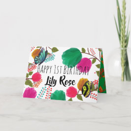 Invitation Aquarelle Florale Papillon Anniversaire