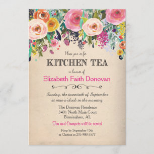 Invitation aquarelle florale pour la Kitchen Tea