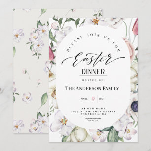 Invitation Aquarelle florale Printemps Dîner de Pâques Invita