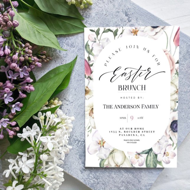 Invitation Aquarelle florale printemps Pâques Brunch Invitati (Créateur téléchargé)