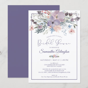 Invitation Aquarelle Florale Purple Fête des mariées Lilac