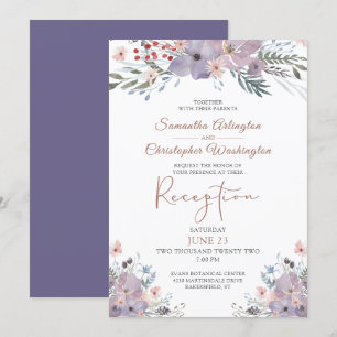 Invitation Aquarelle Florale Purple Mariage Réception