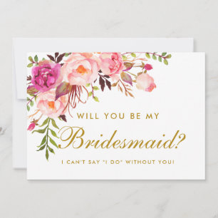 Invitation Aquarelle Florale rose or