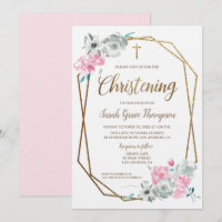 Aquarelle florale rose personnalisée Bébé Christen